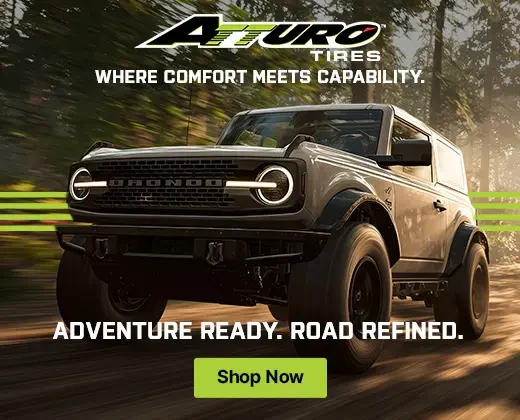 Atturo wheel and tire package ad on ExtremeTerrain, March version