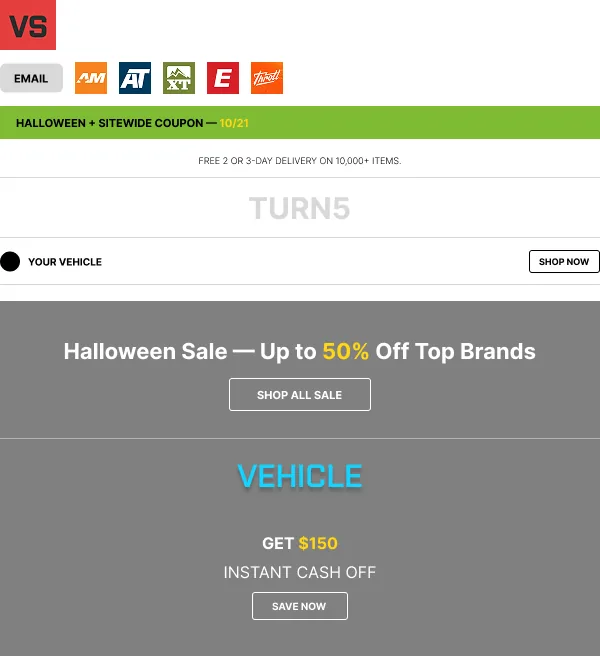 Wireframe for Example 2: sitewide coupon email