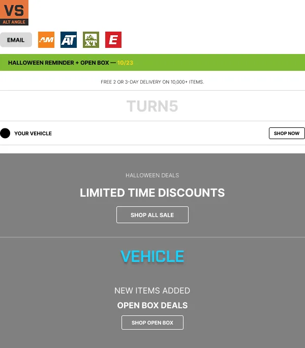 Wireframe for Example 3: open box reminder email