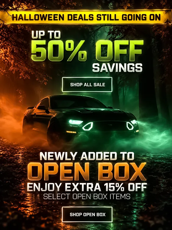 Final creative for Example 4: a dark Mustang in orange and green fog
