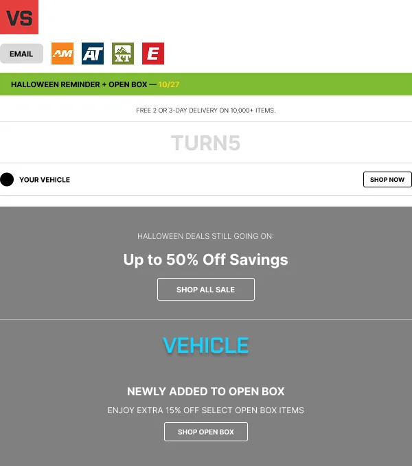 Wireframe for Example 4: open box reminder email