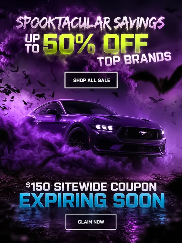 Final creative for Example 5: a purple Mustang in purple smoke with bats