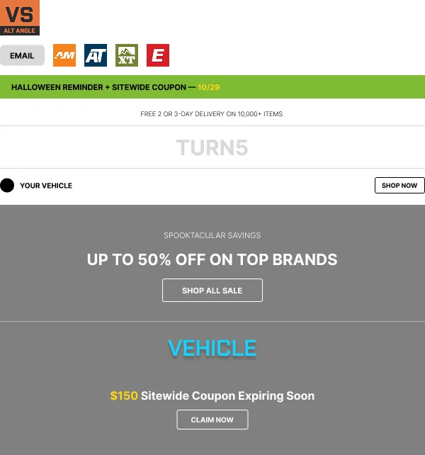 Wireframe for Example 5: sitewide coupon reminder email