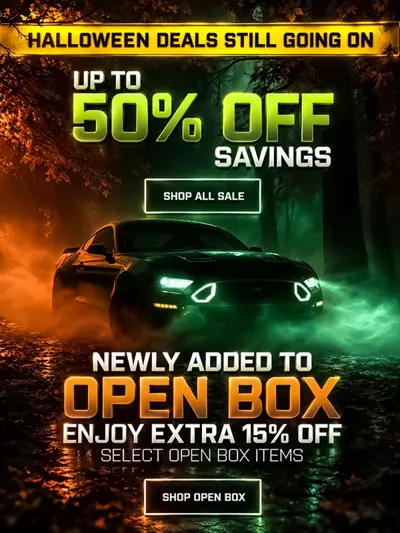 Final creative for Example 4: a dark Mustang in orange and green fog